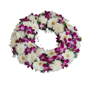 White & Purple Wreath (18 Inches)